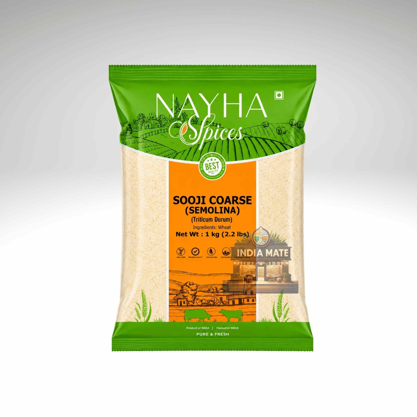 Nayha Spices Sooji Coarse Semolina packaging on a white background