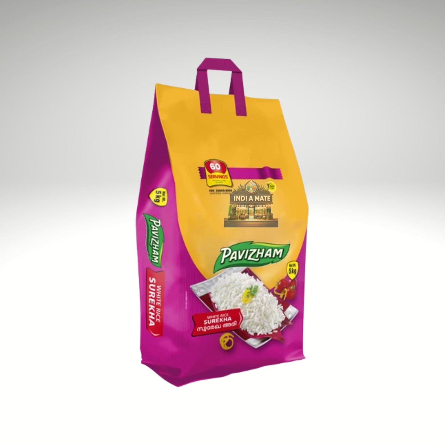 Pavizham Surekha Rice premium long-grain fluffy aromatic rice.
