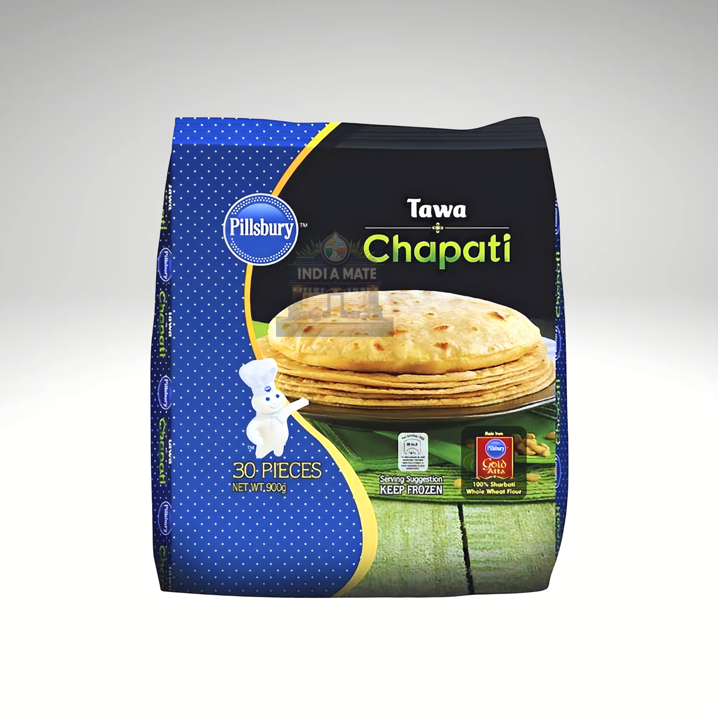 Pillsbury Tawa Chapati packaging on a gray background