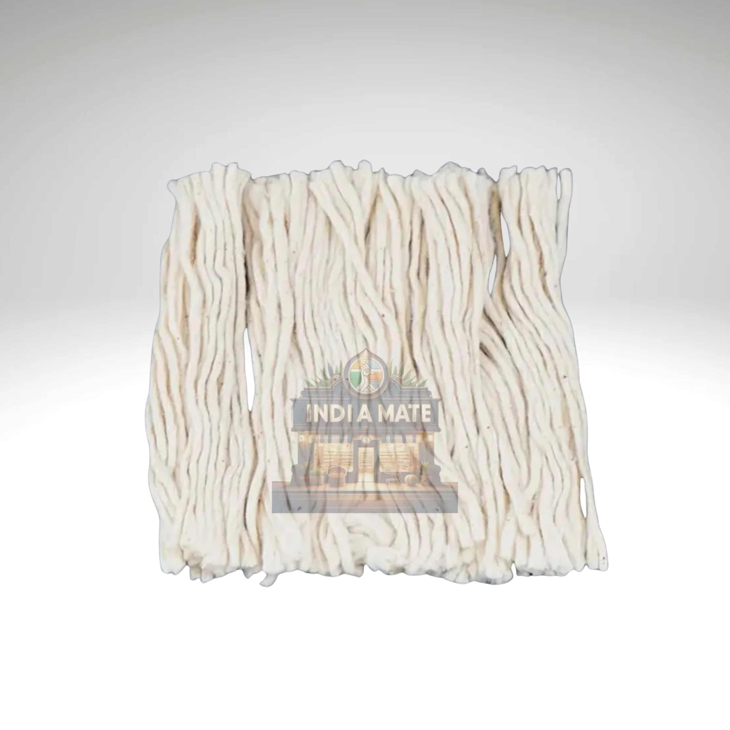 White yarn with 'India Mate' branding on a white background