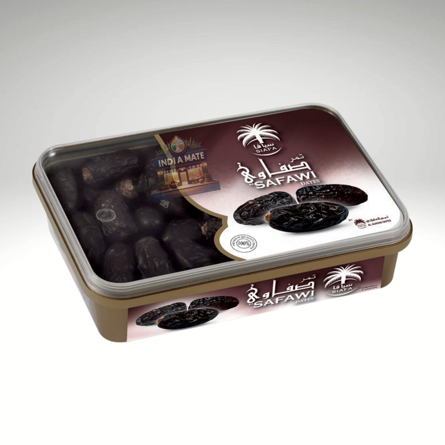 Packaged dates with Safawi branding on a white background