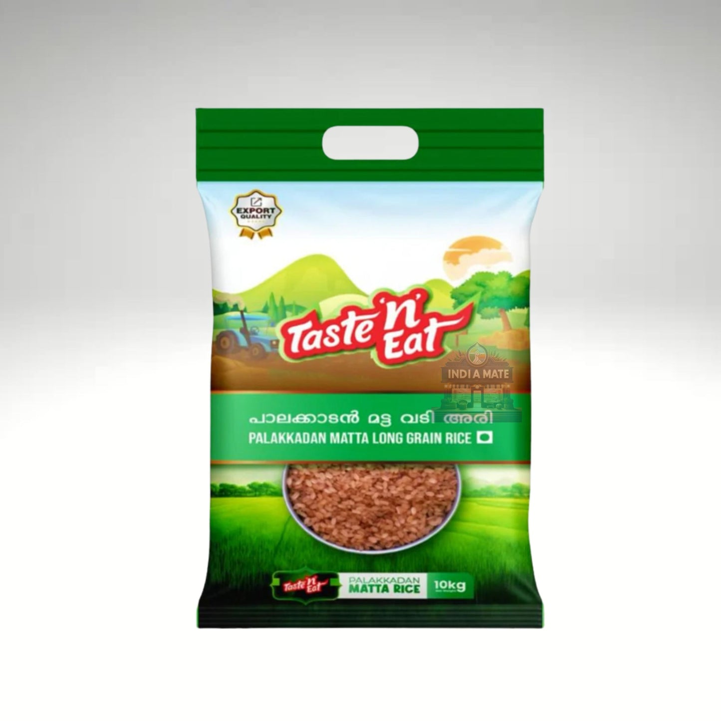 Packaging of Taste 'N Eat Palakkadan Matta Long Grain Rice on a white background