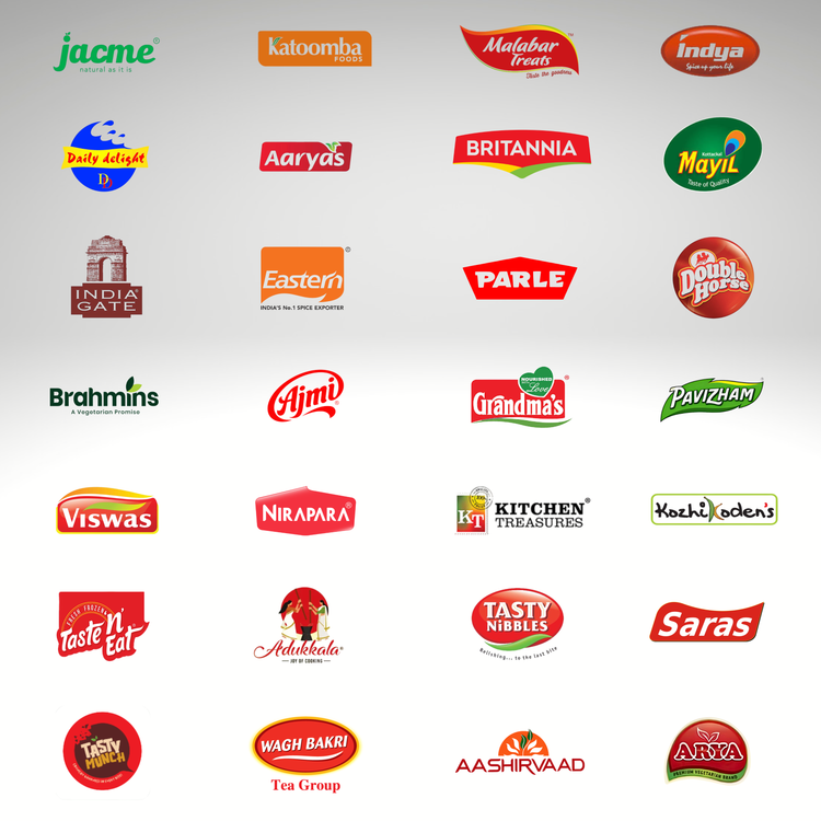 Display of various brands, including Jacme, showcasing a diverse range of South Indian grocery products.