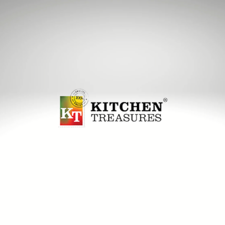 Kitchen Treasures logo featuring elegant, modern typography with a stylized design, representing the brand's commitment to quality and flavorful food products.