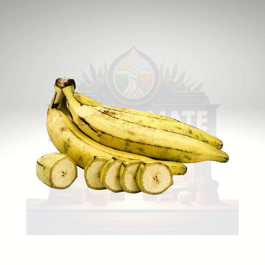 Fresh Big Horn Plantain Banana (Ethapazham), a popular South Indian cooking banana known for its versatility, used in both sweet and savoury dishes.