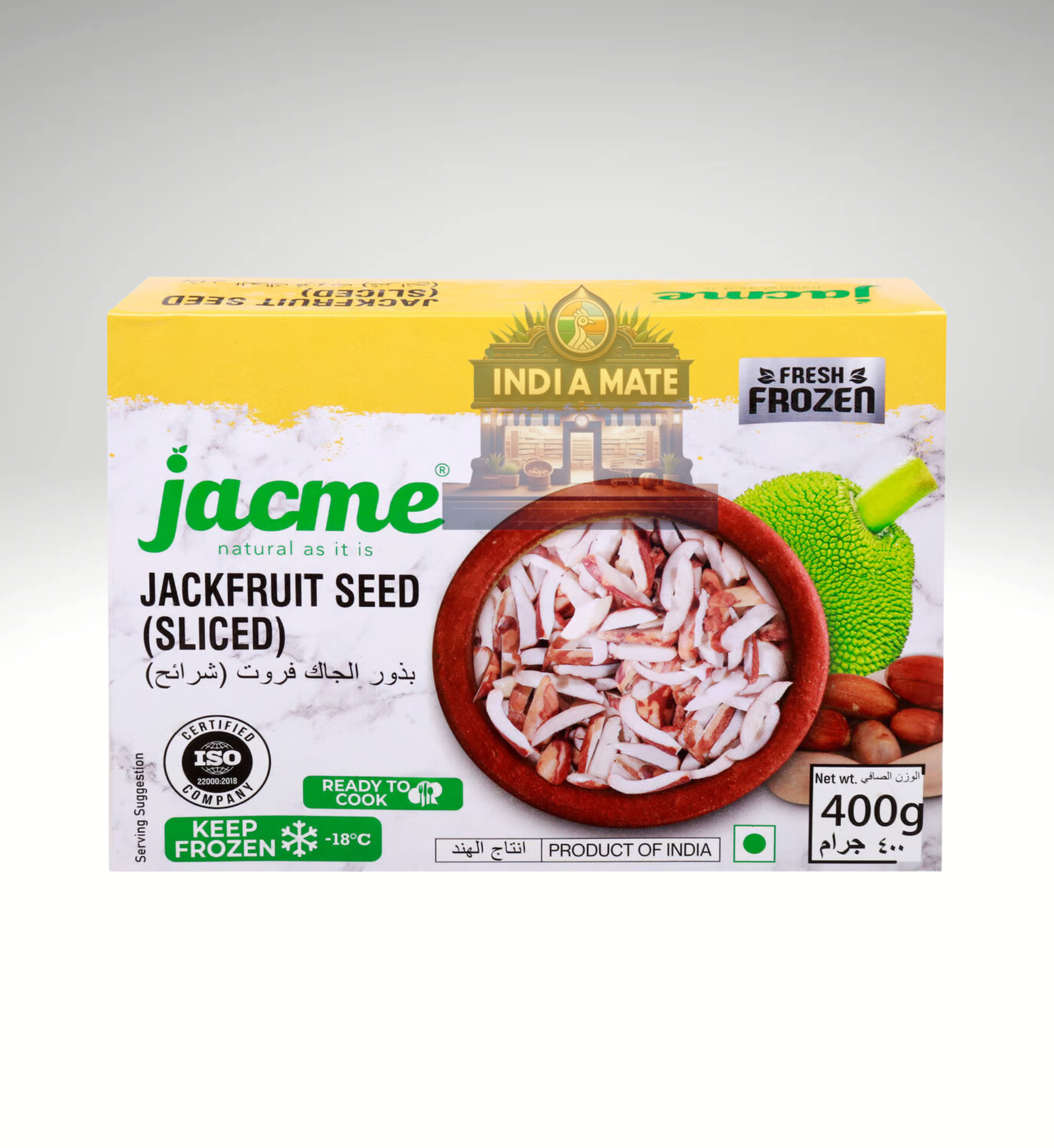 Jacme Jackfruit Seed Sliced in convenient packaging, offering tender, nutrient-rich slices perfect for traditional South Indian and Kerala dishes.