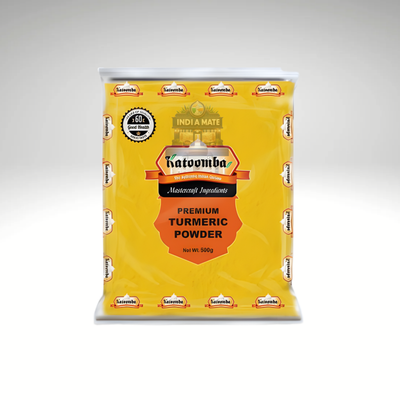 Katoomba Premium Turmeric Powder packaging on a white background