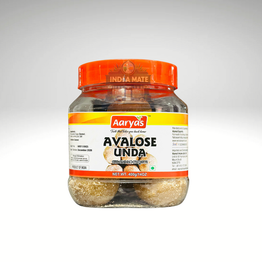 Aaryas Avalose Unda traditional Kerala sweet rice flour coconut jaggery balls.