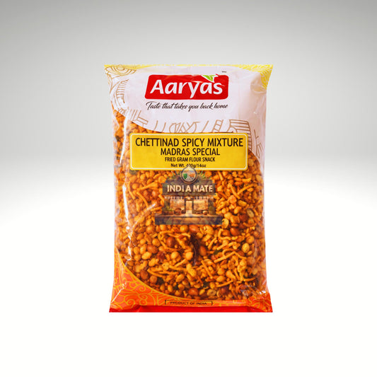 Aaryas Chettinad Spicy Mixture crunchy and spicy South Indian snack.