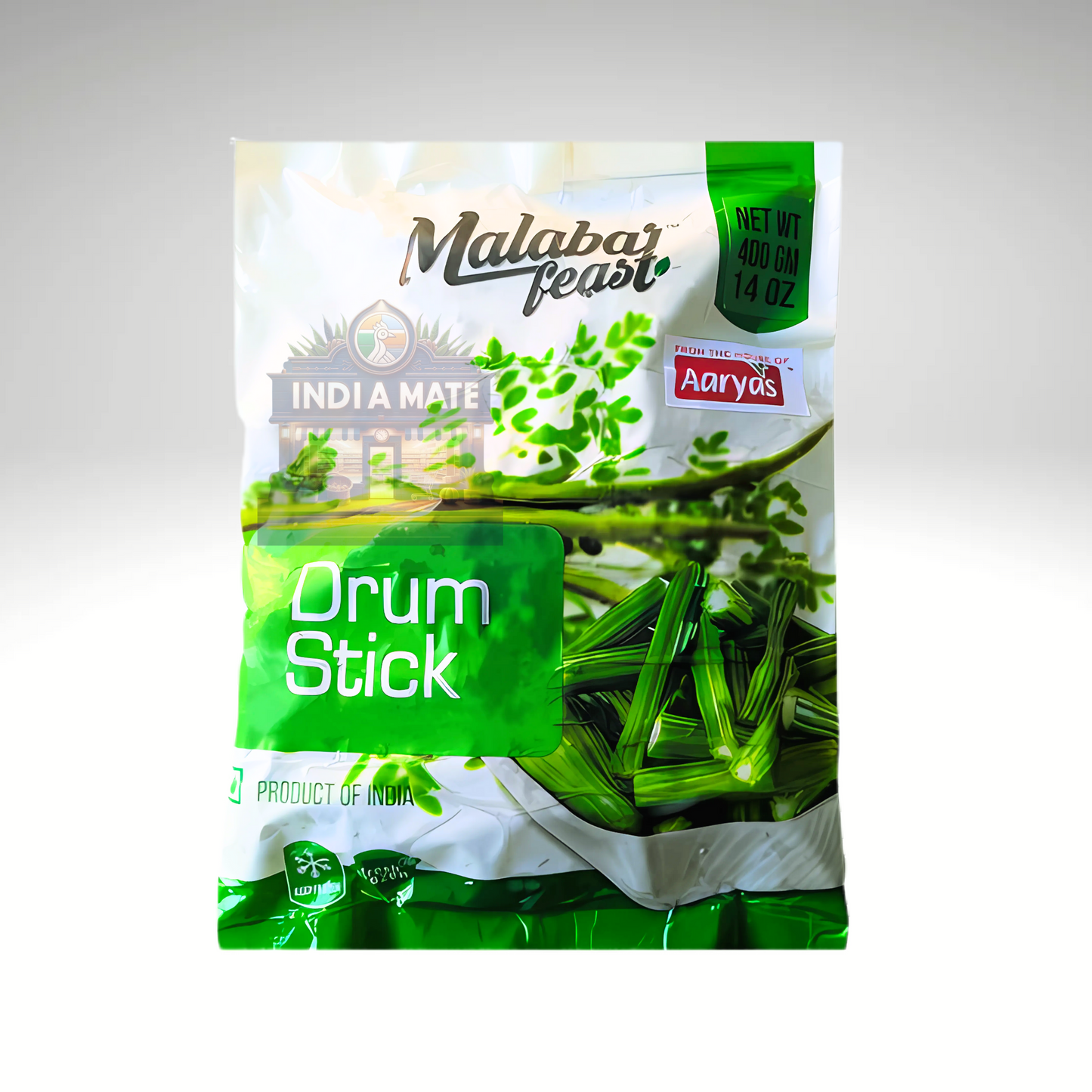 Aaryas Drumstick Blanched – fresh-cut drumsticks lightly blanched and frozen, ready to cook for authentic Indian dishes.