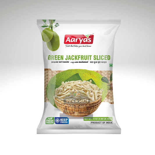 Aaryas Jackfruit Green Sliced (Chakka) – Frozen raw jackfruit slices for traditional South Indian dishes