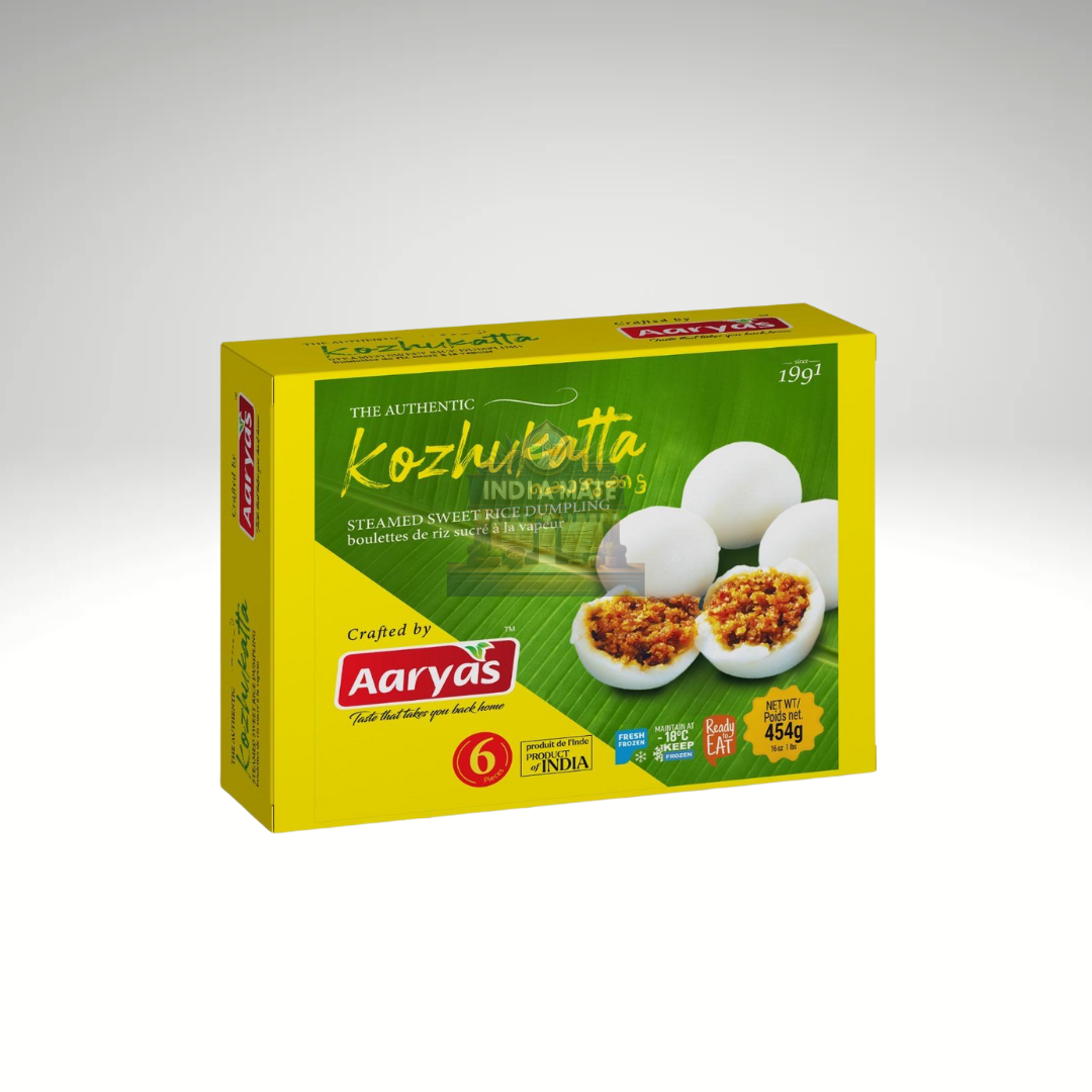 Aaryas Kozhiketta Indian Meats packaging on a white background
