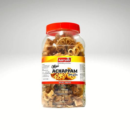 Aaryas Mini Achappam crispy South Indian flower-shaped snack.