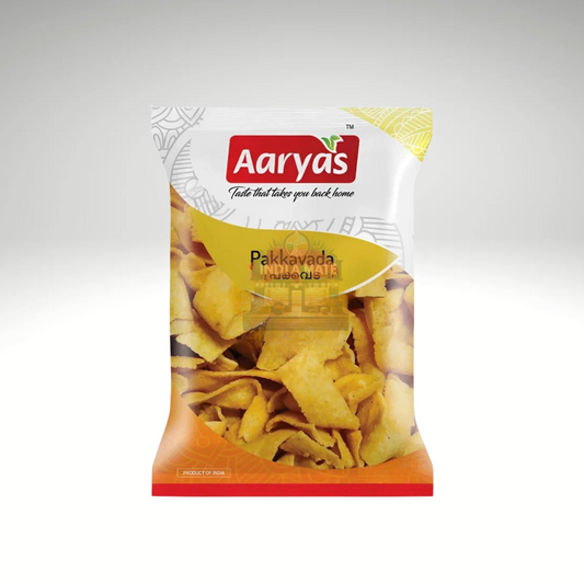 Aaryas Pakkavada crispy South Indian rice flour snack.