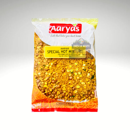 Aaryas Special Hot Mixture – Spicy South Indian snack mix with crunchy noodles, nuts, and lentils