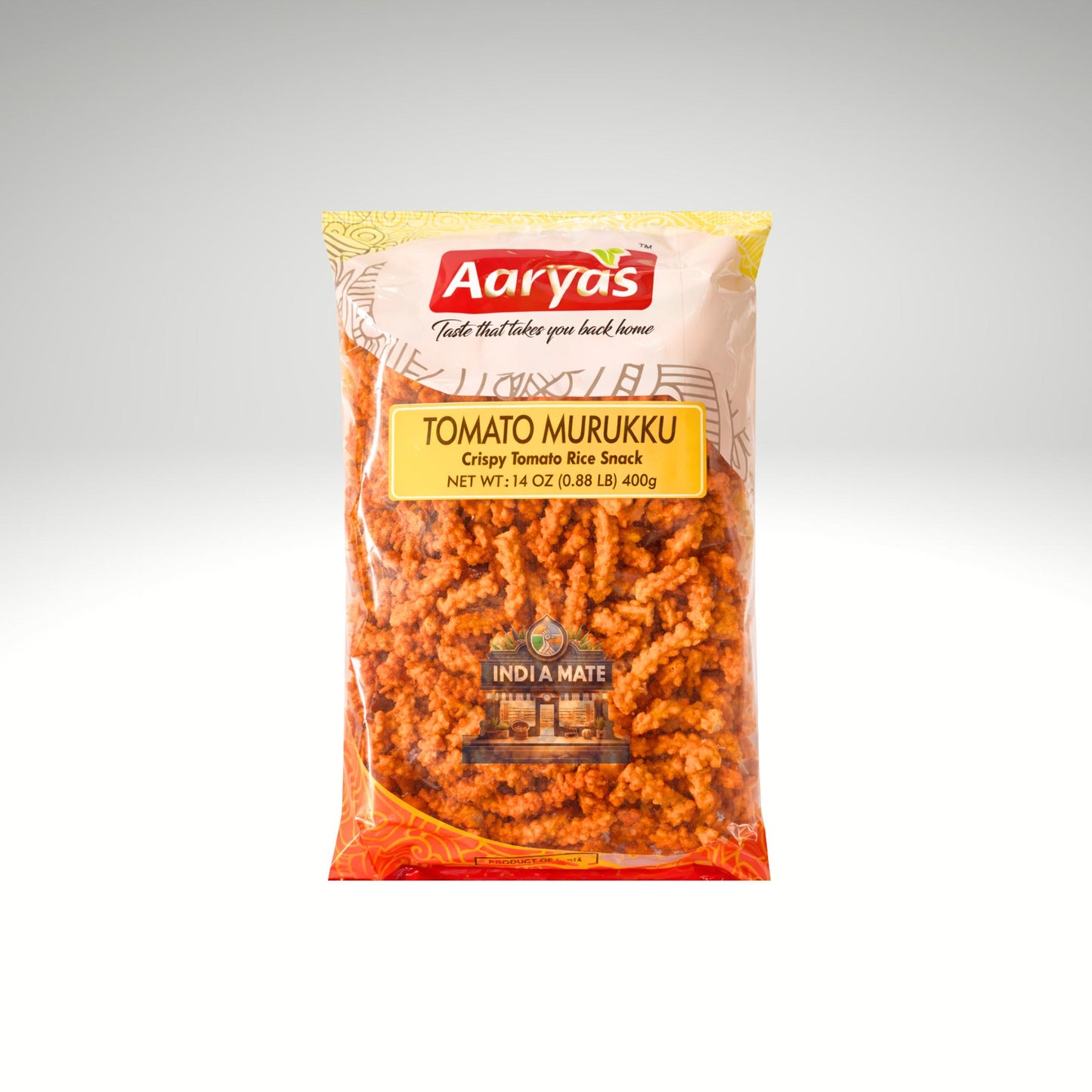 Aaryas Tomato Murukku crispy tangy South Indian snack.