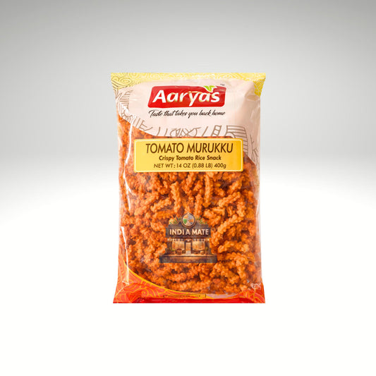 Aaryas Tomato Murukku crispy tangy South Indian snack.