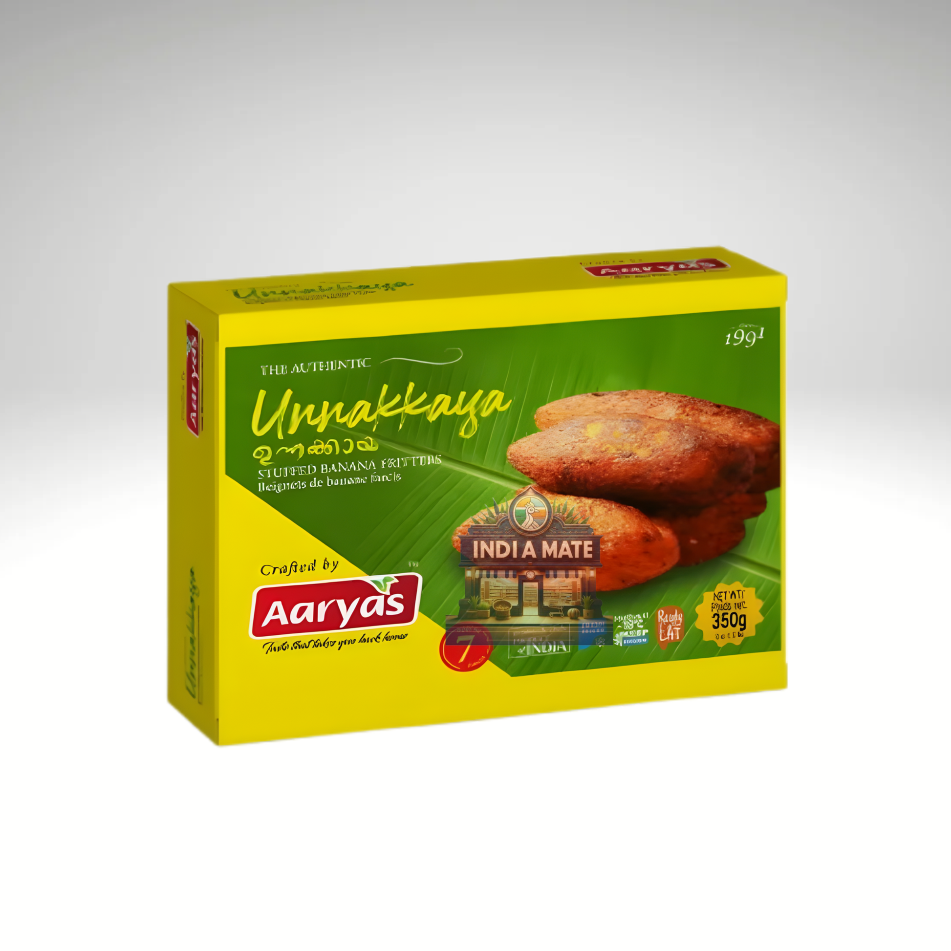 Aaryas Unnakkaya – traditional South Indian sweet made with plantains, coconut, and jaggery. Sold by IndiaMate.