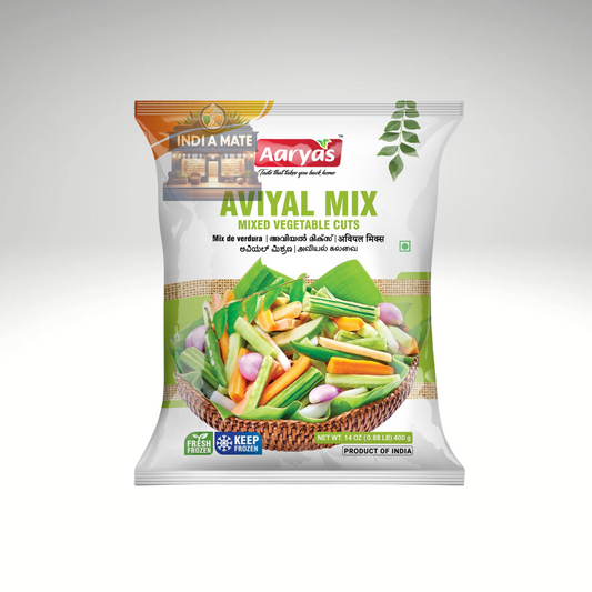 Aaryas Aviyal Mix ready-to-cook Kerala mixed vegetable curry pack.