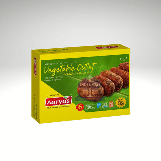 Aaryas Vegetable Cutlet – Frozen, ready-to-fry South Indian snack made with mixed vegetables and spices
