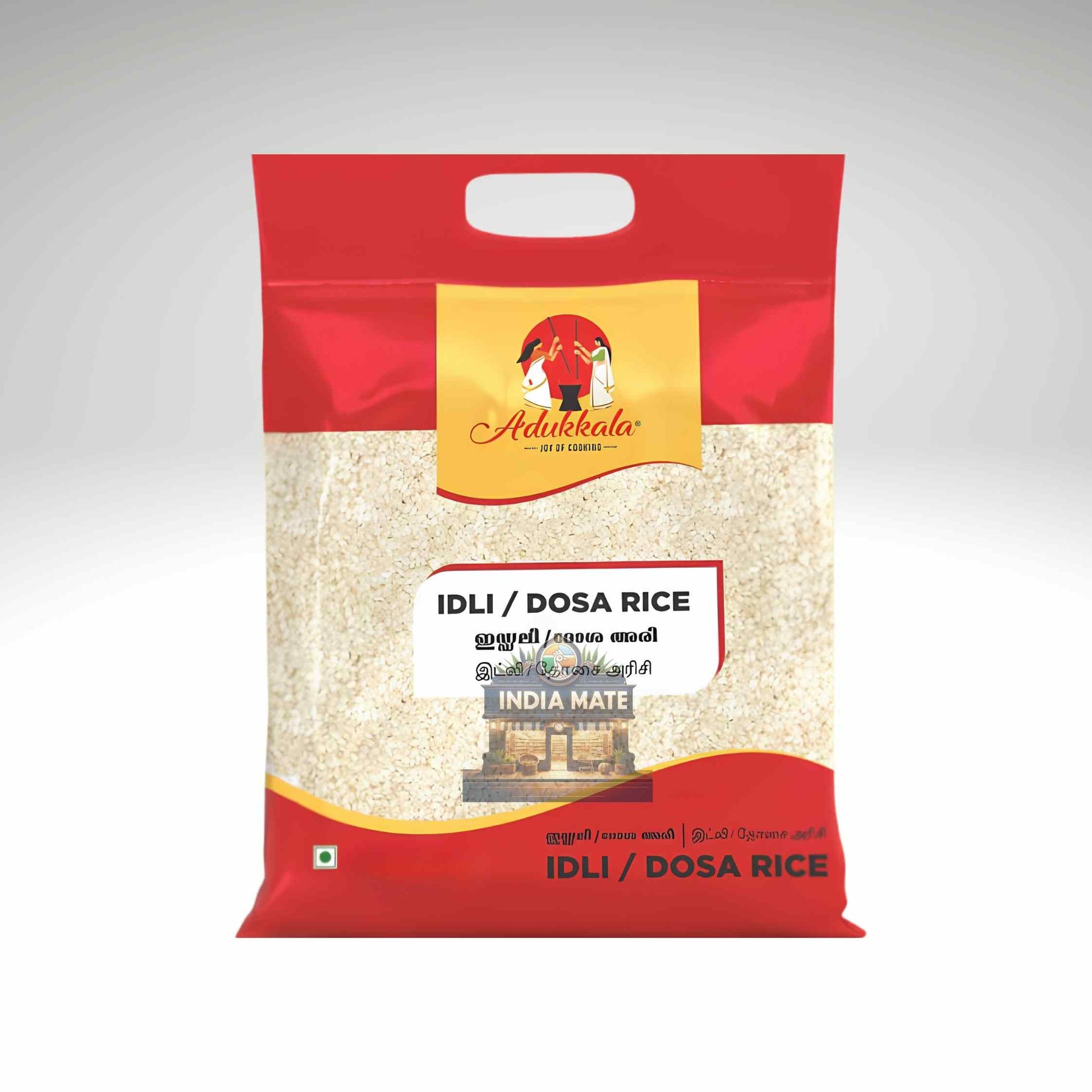 Red package of Adukkala Idli Dosa Rice on a white background.
