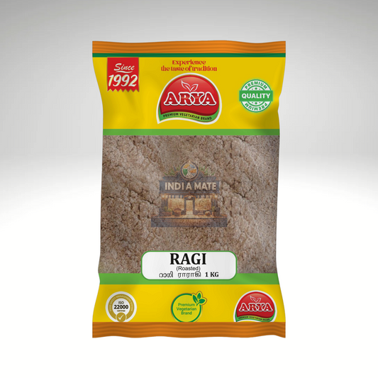 Arya Roasted Ragi Flour – ideal for porridge, rotis, and healthy South Indian dishes.