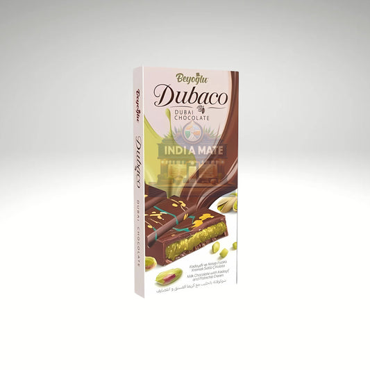 Beyoglu Dubaco Dubai Chocolate – Milk chocolate bar filled with pistachio cream and crispy kadayifi strands