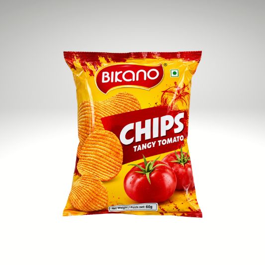 Bikano Chips Tangy Tomato Crispy Tomato Flavoured Potato Chips.