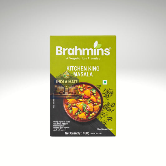 Brahmins Kitchen King Masala packaging on a white background.