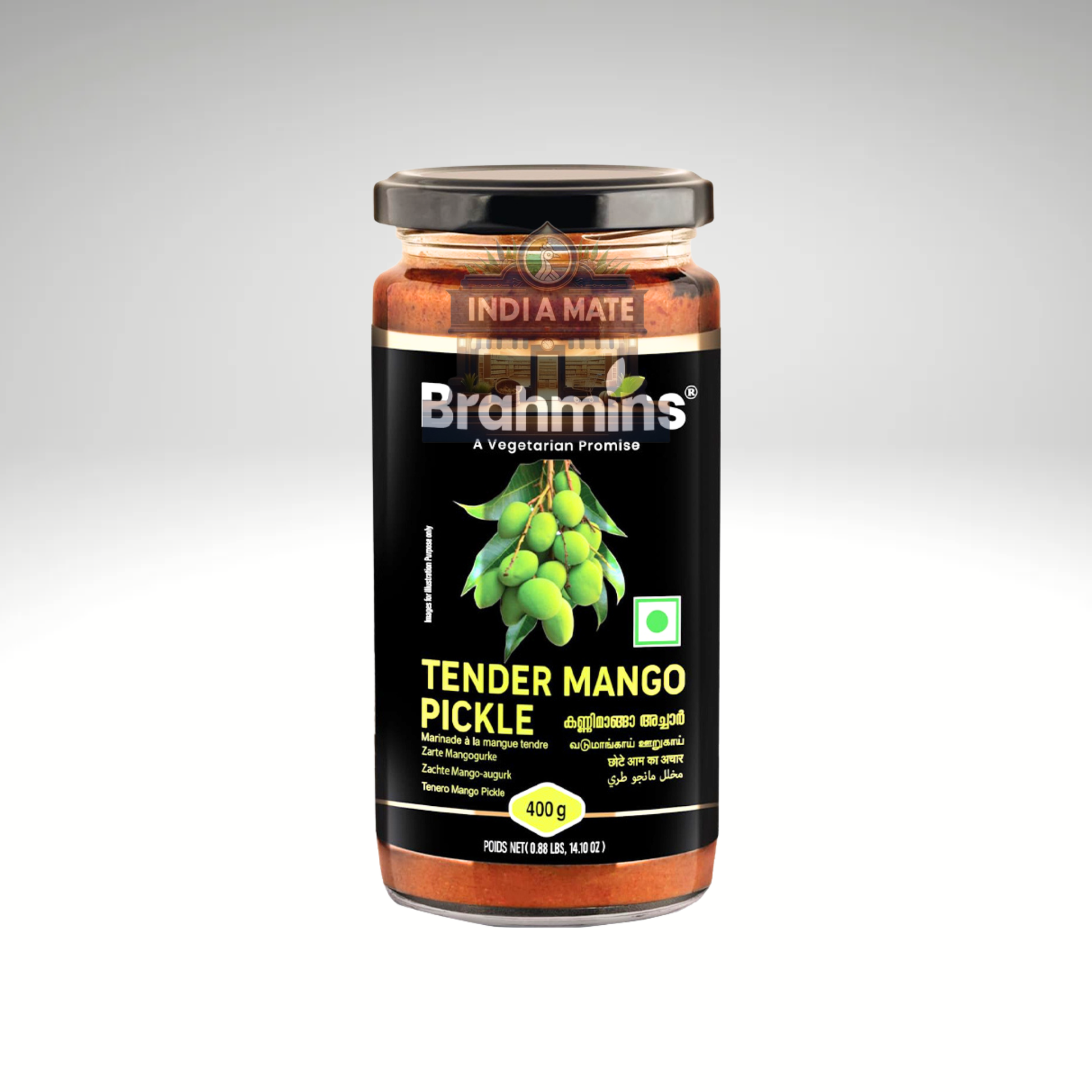 Brahmins Tender Mango Pickle – Tangy and spicy Indian pickle.