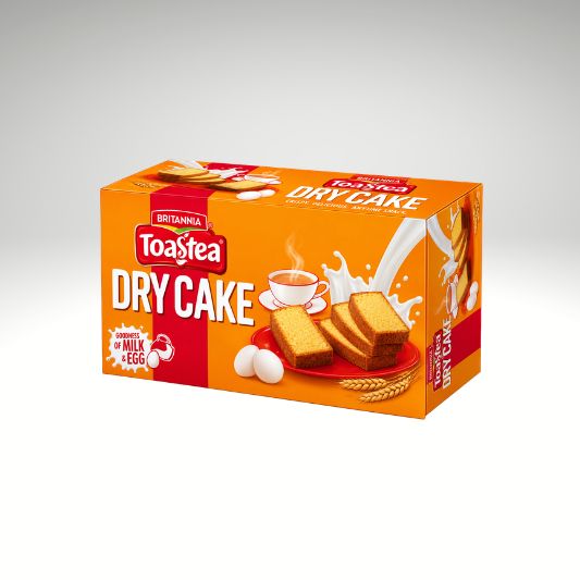 Britannia Dry Cake Crispy Sweet Bakery Cake Slices for Tea Time.