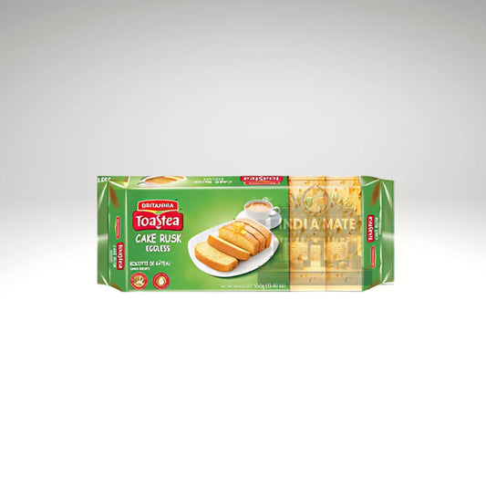 Britannia Toastea Cake Rusk Eggless – Crunchy, egg-free sweet toast for tea-time, available at IndiaMate