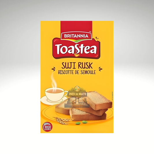Britannia Toastea Suji Rusk – Crispy semolina tea biscuit.