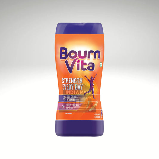 Cadbury Bournvita – Chocolate malt health drink with essential nutrients, available at IndiaMate