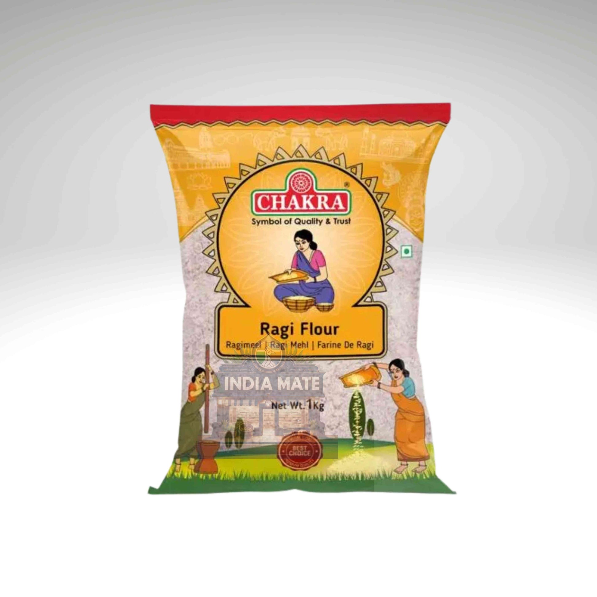 Bag of Chakra Ragi Flour on a white background