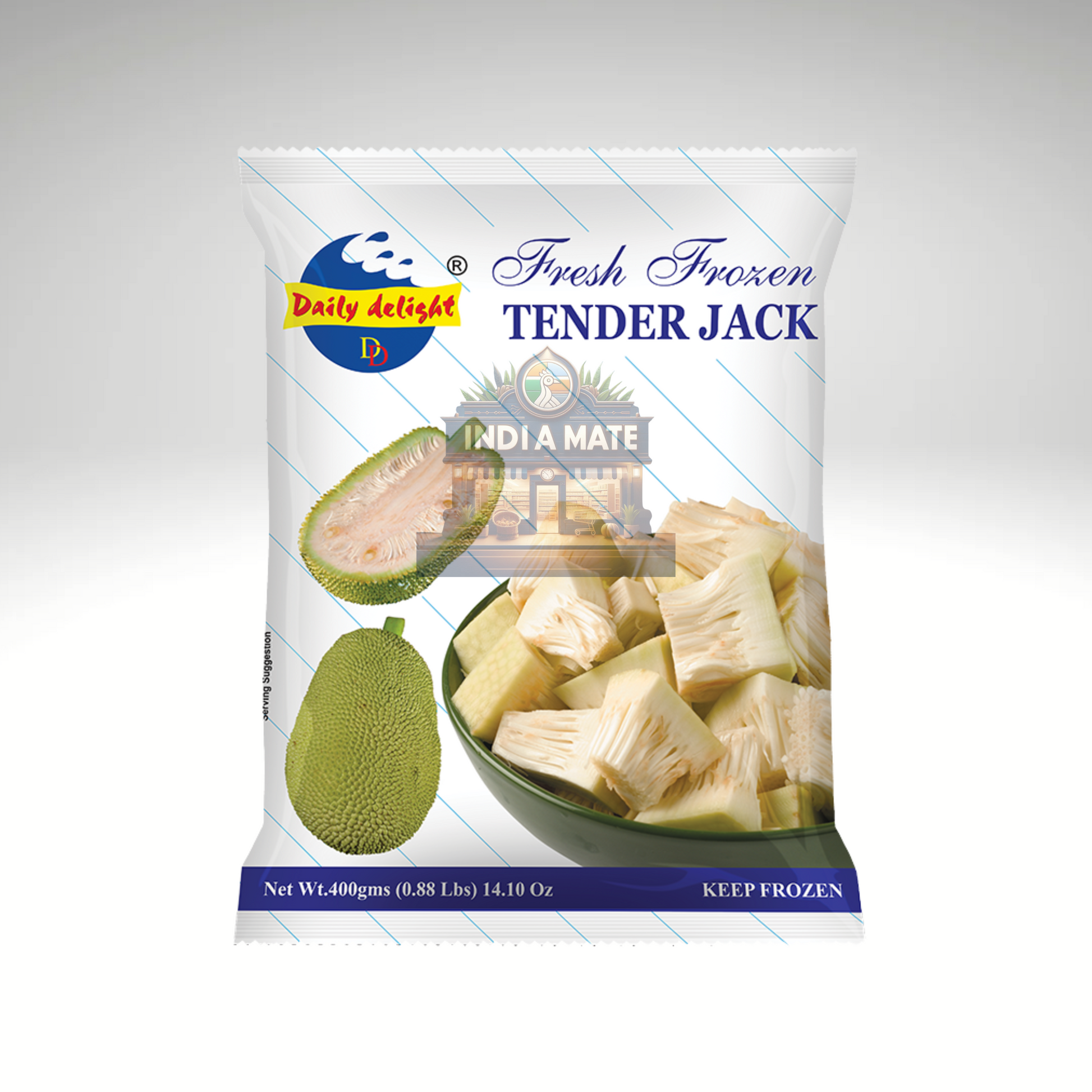 Frozen tender jackfruit by Daily Delight – cleaned, cut, and hygienically packed.