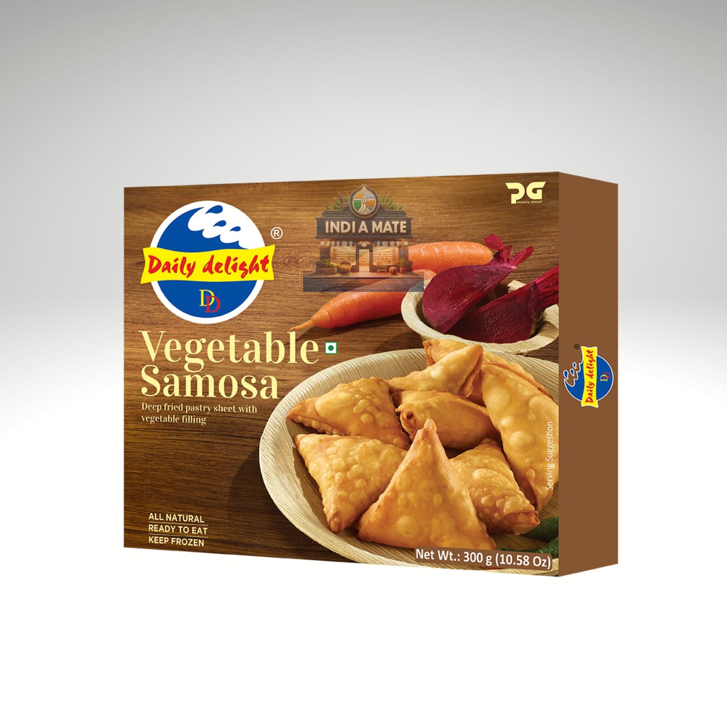Daily Delight Vegetable Samosa crispy Indian snack with spiced vegetable filling.