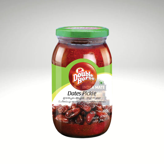 Double Horse Dates Pickle - Sweet and tangy pickle made with premium dates, perfect for Indian meals, available at IndiaMate.