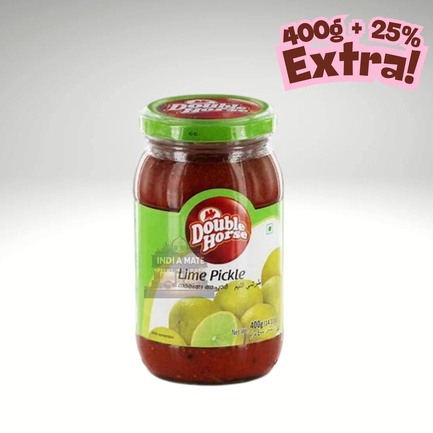 Double Horse Lime Pickle – Spicy and tangy Indian pickle made with limes and spices. Sold by Indiamate.