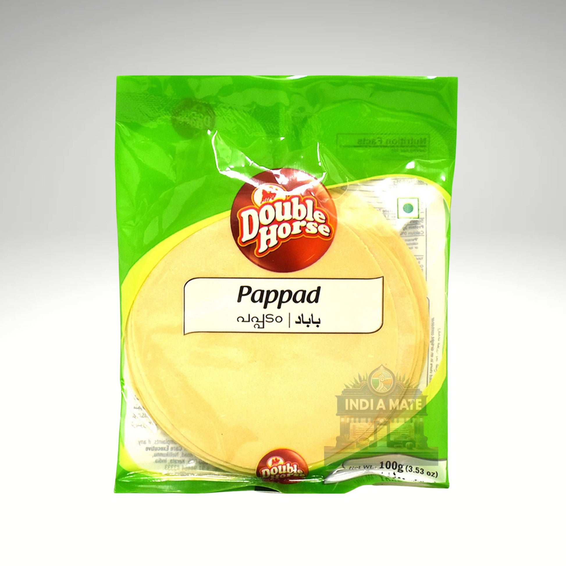 Double Horse Pappad - Crispy and authentic Indian pappads for perfect side dishes, available at IndiaMate