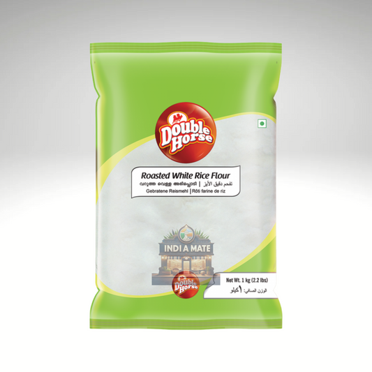 Double Horse Roasted Rice Powder – Finely roasted rice flour ideal for South Indian dishes like idiyappam and appam.