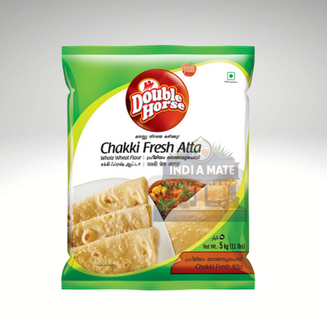 Double Horse Chakki Fresh Atta packaging on a white background