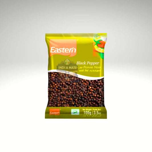 Eastern Black Pepper Whole (Kali Mirch) – aromatic whole black peppercorns for seasoning and Indian cooking. Sold by IndiaMate.