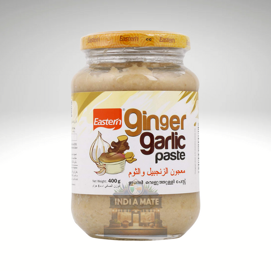 Jar of Eastern Ginger Garlic Paste on a white background