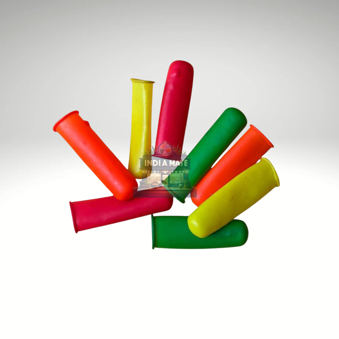 Colorful lip balm tubes arranged in a circular pattern on a white background with 'India Matte' branding.
