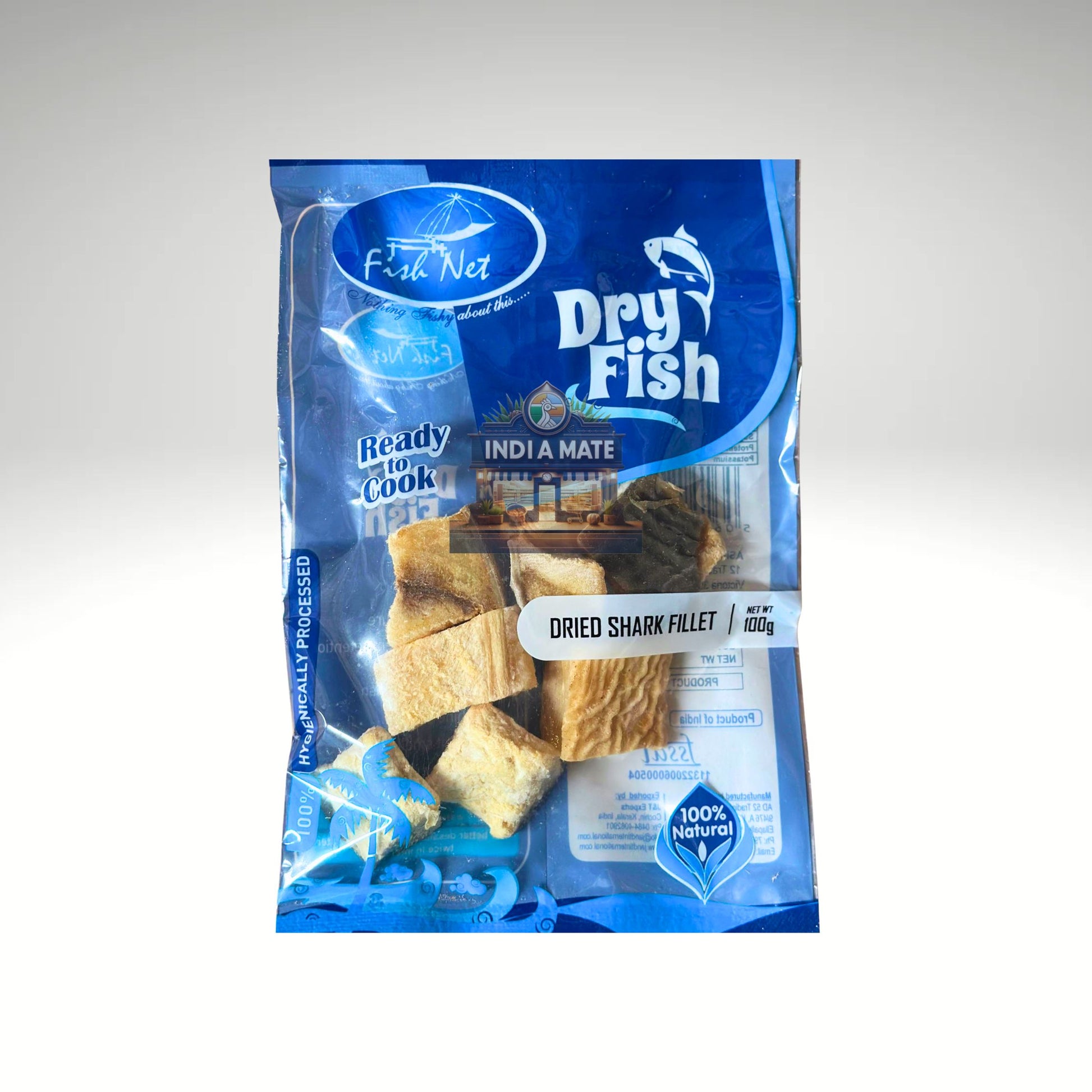 Fish Net Dry Shark Fish Cleaned – cleaned sun-dried shark fish for curries and seafood dishes. Sold by IndiaMate.