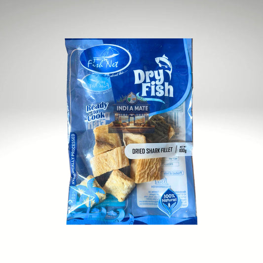 Fish Net Dry Shark Fish Cleaned – cleaned sun-dried shark fish for curries and seafood dishes. Sold by IndiaMate.