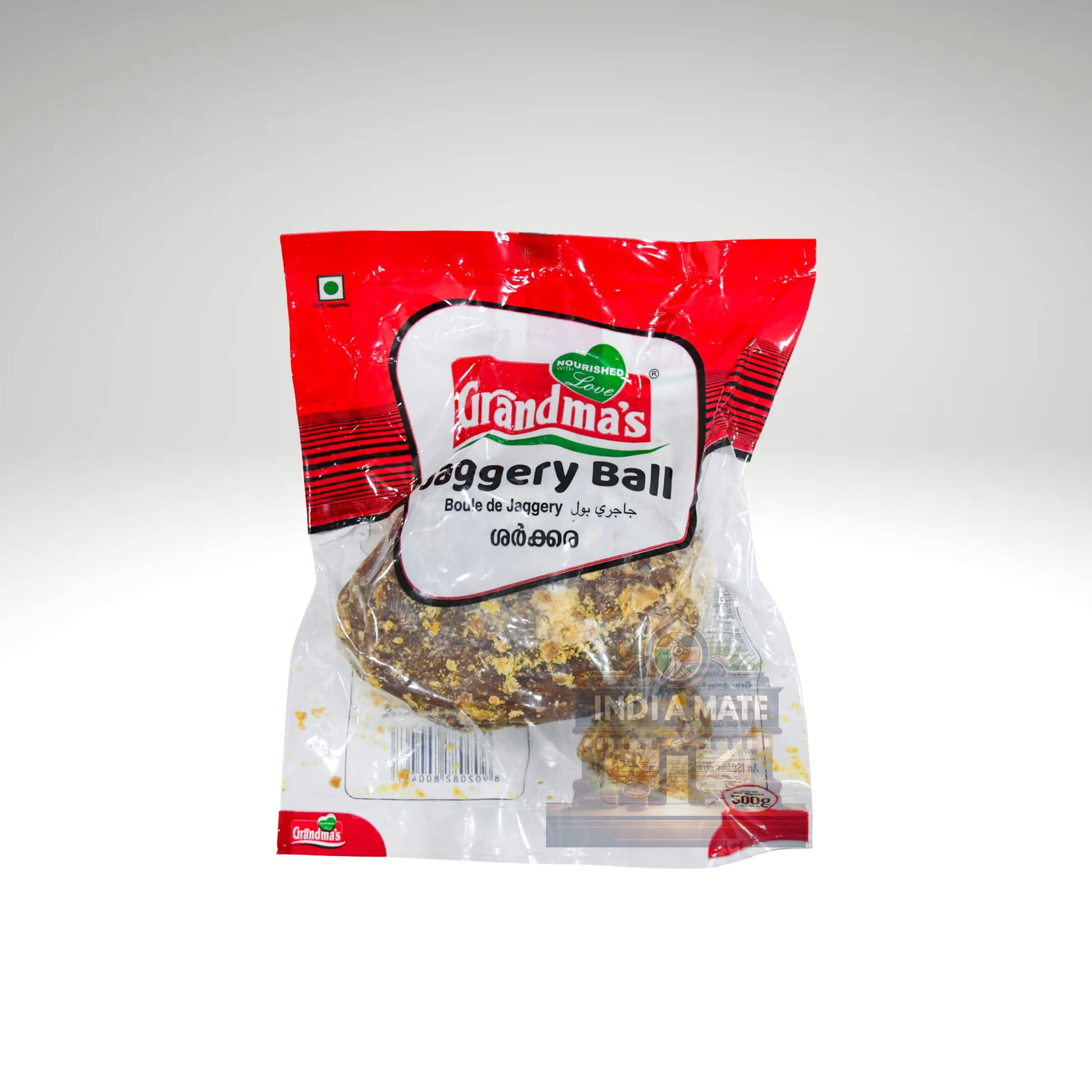 Grandma's Jaggery Ball, a traditional Indian sweet made from natural jaggery, displayed in attractive packaging, perfect for snacking or adding sweetness to dishes.