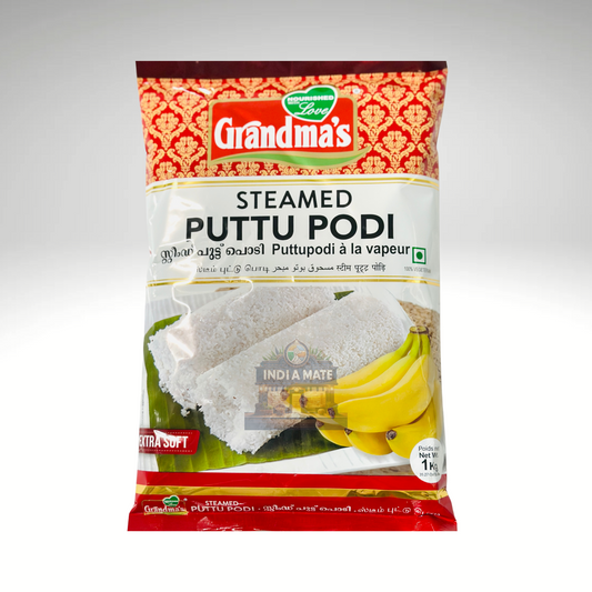 Pack of Grandma’s Steamed Puttu Podi – traditional Kerala rice flour for making soft steamed puttu.