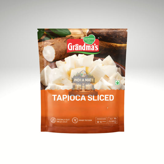 Package of Grandmas Tapioca Sliced fresh pre-cut tapioca kappa pieces on a white background.